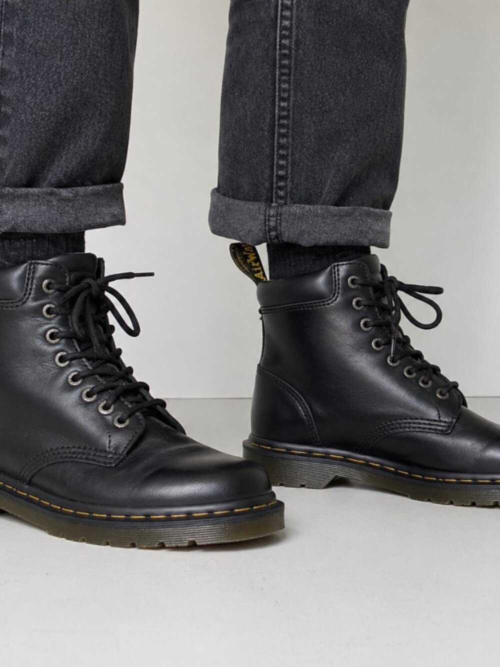 Dr Martens Cartor Black Leather Combat Boots Mens 8 Womens 9 EU 41 AirWair Lace